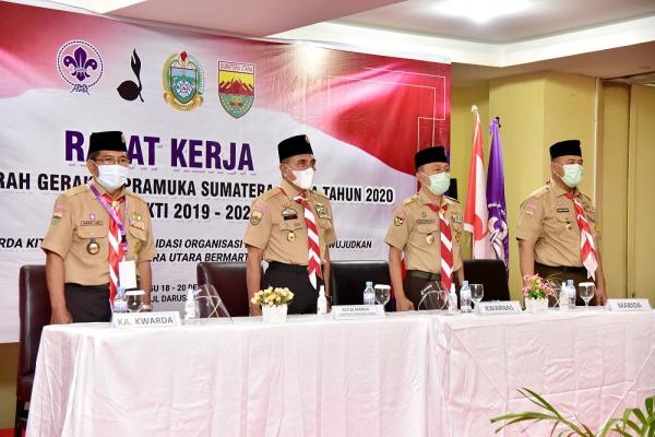 Buka Raker Kwarda Pramuka Sumut Gubernur Sebut Pramuka Harus Berjiwa Muda